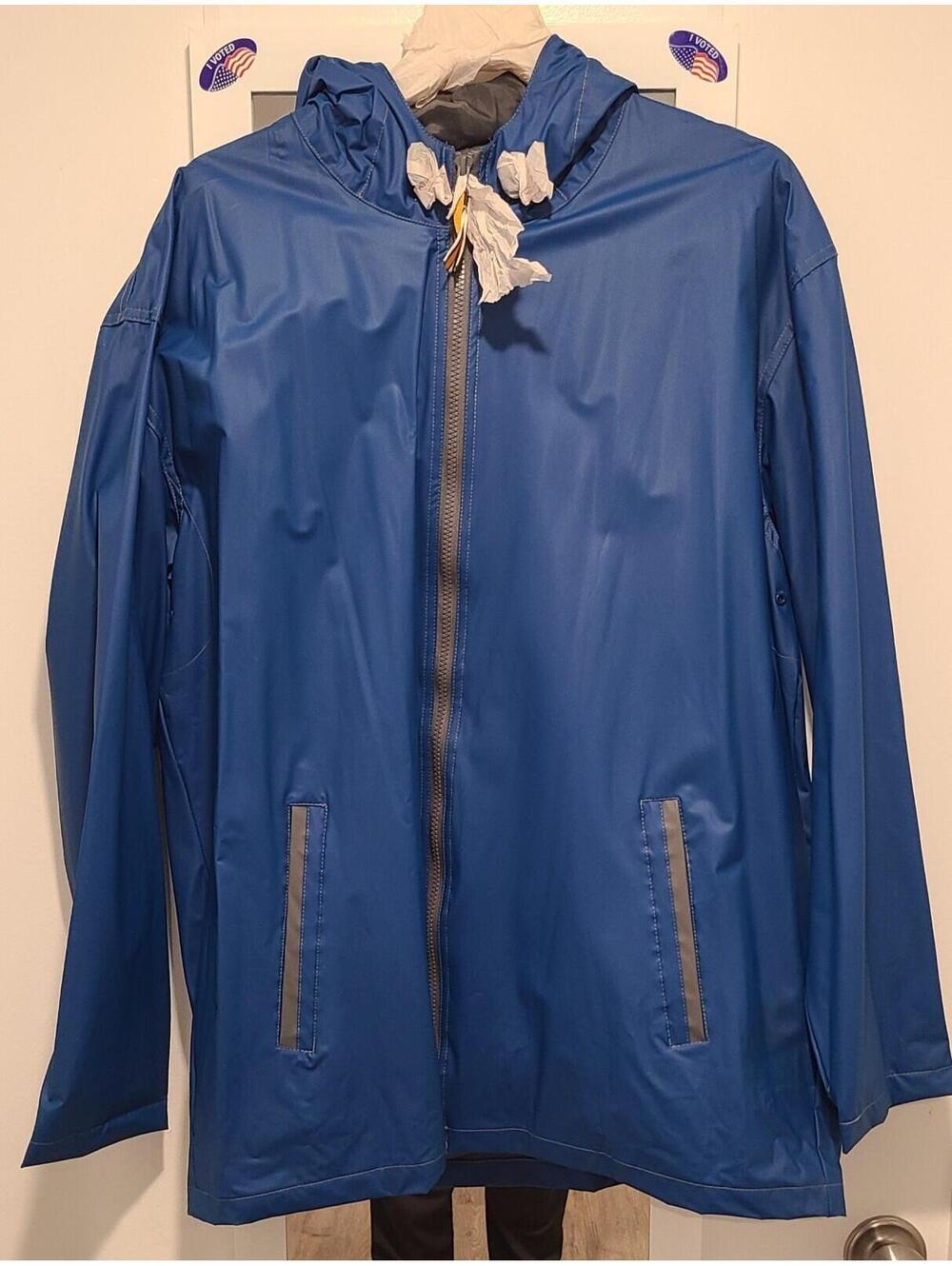 Misty Harbor Mens PVC Rain Jacket Blue/Gray Size L NEW WITH TAGS